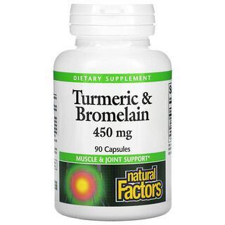 Natural Factors, Куркума и бромелаин, 450 мг, 90 капсул