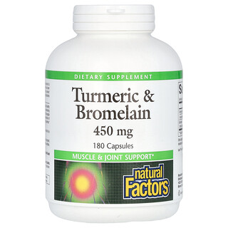 Natural Factors, Kurkuma & Bromelaïne, 450 mg, 180 capsules