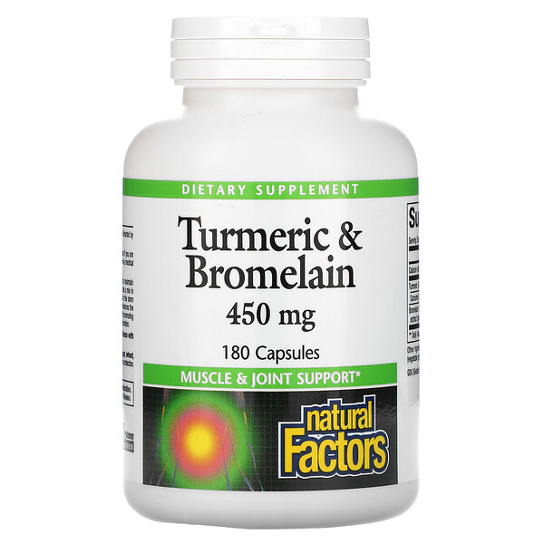 Turmeric & Bromelain, 450 mg, 180 Capsules