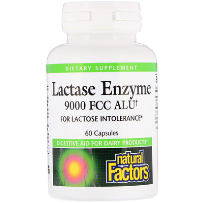 Natural Factors Lactase Enzyme, 9000 FCC ALU, 60 капсул