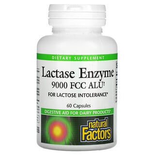 Natural Factors, Enzima lactasa, 9000 FCC ALU, 60 cápsulas
