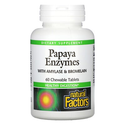Natural Factors Papaya Enzymes with Amylase & Bromelain, 60 Chewable Tablets