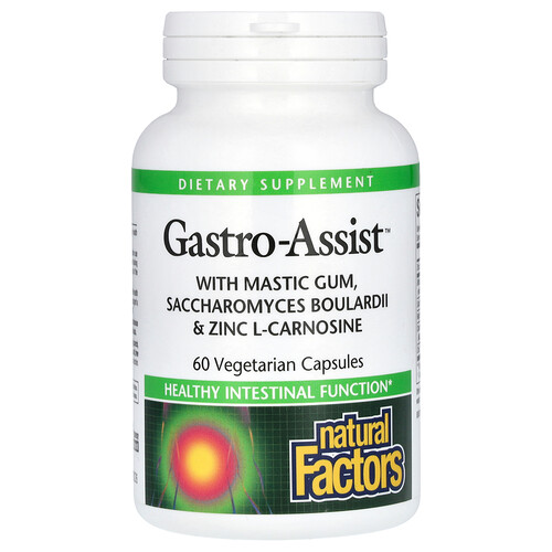 Natural Factors Gastro-Assist™ with Mastic Gum, Saccharomyces Boulardii & Zinc L-Carnosine, 60 Vegetarian Capsules