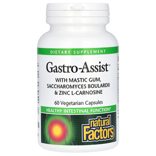 Natural Factors, Gastro-Assist，含乳香胶、布拉酵母菌和左旋肌肽锌，60 粒素食胶囊