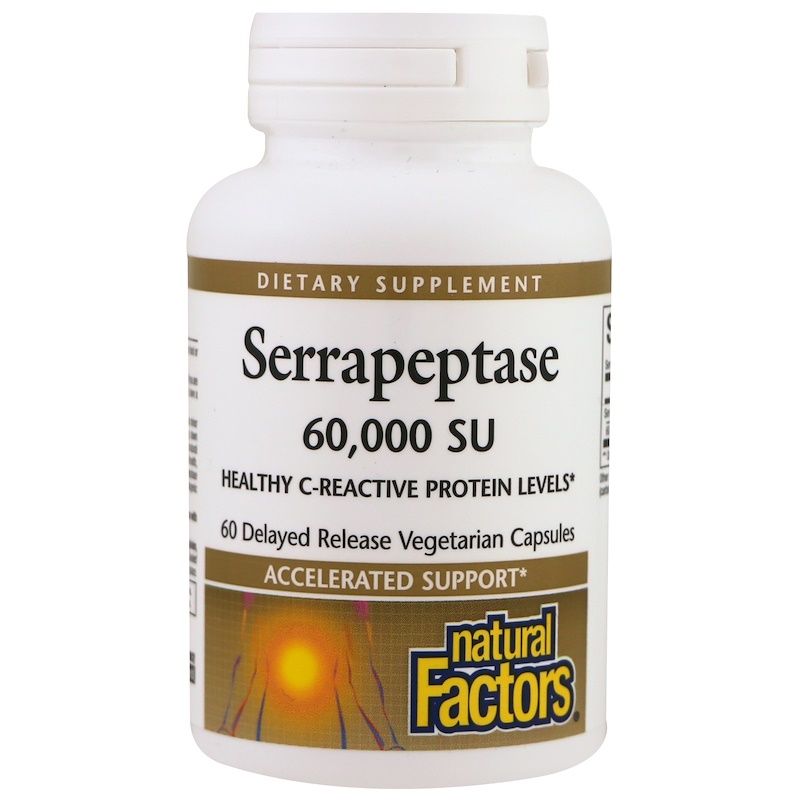 Natural Factors, Serrapeptase, 60,000 SU, 60 Delayed Release Vegetarian ...