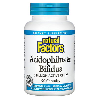Natural Factors Acidophilus & Bifidus, 5 Billion, 90 Capsules