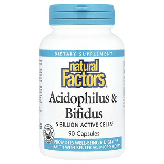 Natural Factors, Acidophilus y bifidobacterias, 90 cápsulas