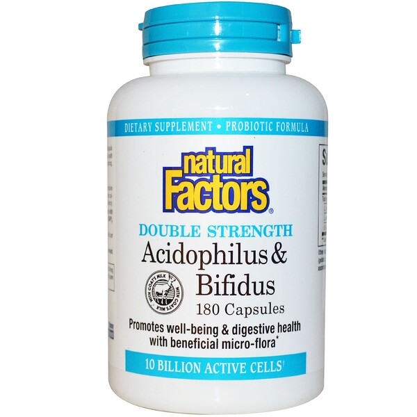 Natural Factors, Acidophilus & Bifidus, 10 Billion Active Cells, 180 ...