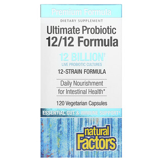 Natural Factors, Ultimate Probiotic, формула 12/12, 12 млрд КОЕ, 120 вегетарианских капсул