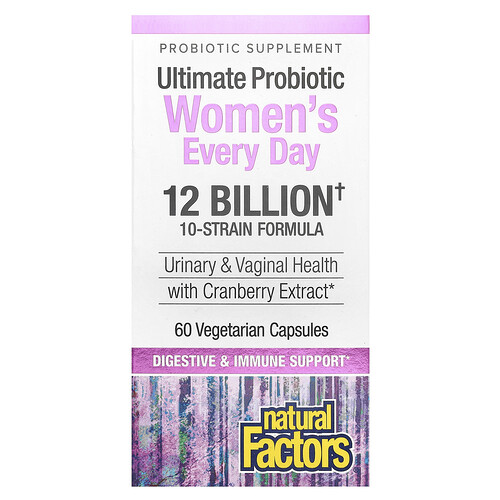 Natural Factors, Ultimate Probiotic Women's Every Day, ultimatives Probiotikum für Frauen jeden Tag, 12 Milliarden, 60 pflanzliche Kapseln