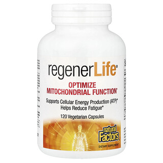 Natural Factors, RegenerLife®, Optimización de la función mitocondrial, 120 cápsulas vegetales