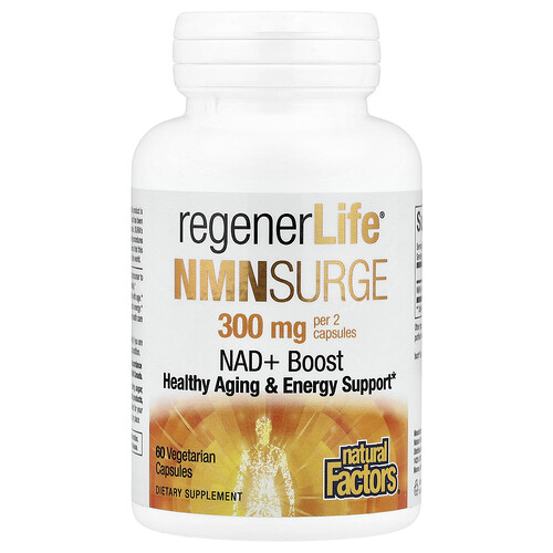 ナチュラル ファクター ズ Natural Factors, RegenerLife®（リジェネライフ）、NMN（ニコチンアミドモノヌクレオチド）サージ、ベジカプセル60粒（1粒あたり150mg）