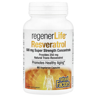 Natural Factors, Resveratrol RegenerLife®, 500 mg, 60 cápsulas vegetales