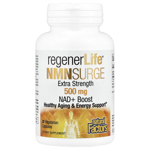 Natural Factors Regenerlife Nmnsurge Nad+ Boost Supplement Vitamin | 500 mg | 30 Veg Caps