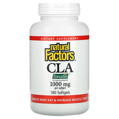 Natural Factors CLA смесь конъюгированной линолевой кислоты 1000 мг 180 мягких таблеток