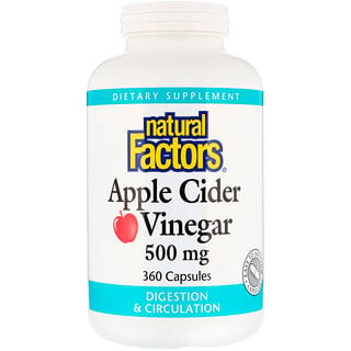 Natural Factors, Vinaigre de cidre de pomme, 500 mg, 360 capsules