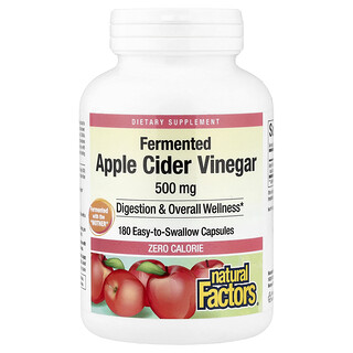 Natural Factors, Fermented Apple Cider Vinegar, 180 Easy to Swallow Capsules