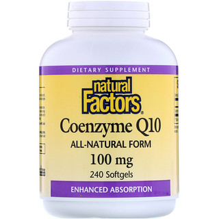 Natural Factors, Кофермент Q10, 100 мг, 240 мягких желатиновых капсул