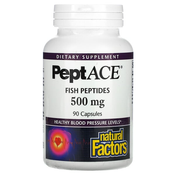 PeptACE, Peptides de poisson, 500 mg, 90 capsules