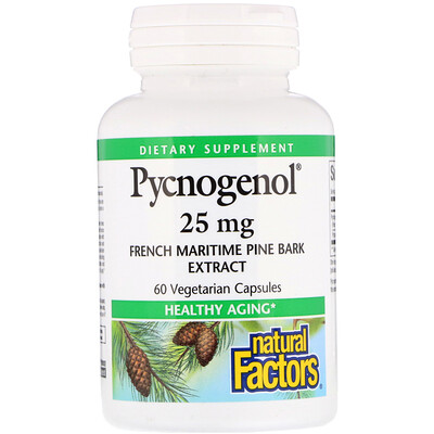 Natural Factors Pycnogenol, 25 мг, 60 вегетарианских капсул
