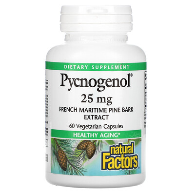 

Natural Factors Pycnogenol, 25 мг, 60 вегетарианских капсул