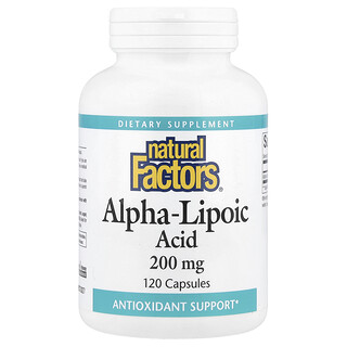 Natural Factors, альфа-липоевая кислота, 200 мг, 120 капсул