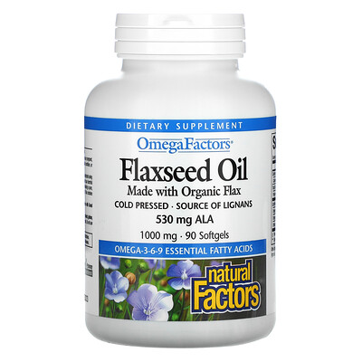 Natural Factors Flaxseed Oil, 1,000 mg, 90 Softgels