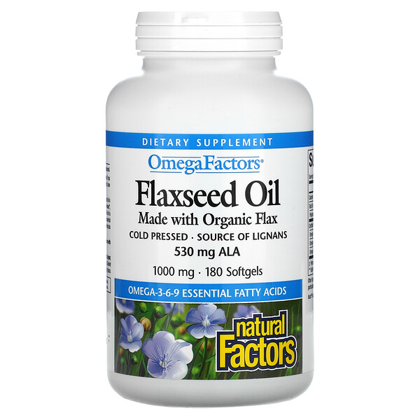 Natural Factors, Flaxseed Oil, 1,000 mg , 180 Softgels