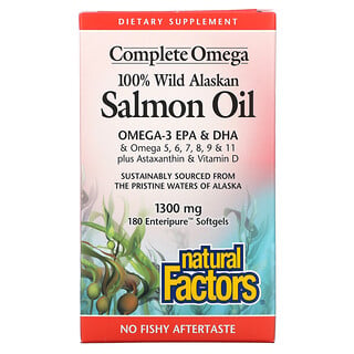 Natural Factors, 全阿拉斯加野生鮭魚油，1300 毫克，180 粒 Enteripure 軟凝膠