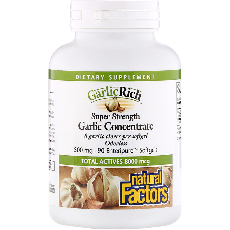 Natural Factors, GarlicRich, Garlic Concentrate, 500 mg, 90 Enteripure Coated Softgels iHerb