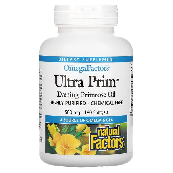 OmegaFactors, Ultra Prim, Evening Primrose Oil, 500 mg, 180 Softgels