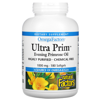 Natural Factors OmegaFactors Ultra Prim масло примулы вечерней 1000 мг 180 мягких таблеток