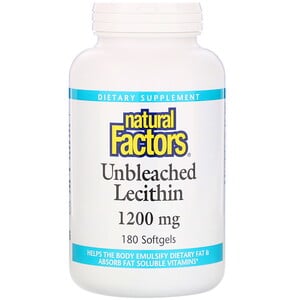 Натурал Факторс, Unbleached Lecithin, 1200 mg, 180 Softgels отзывы