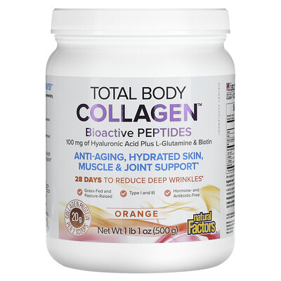 

Natural Factors, Total Body Collagen, Bioactive Peptides, Orange, 100 mg, 1 lb 1 oz (500 g)