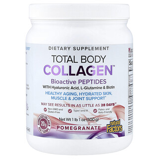 Natural Factors, Total Body Collagen™, Bioactive Peptides, bioaktive Peptide, Granatapfel, 500 g (1 lb., 1 oz.)
