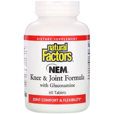 Natural Factors Состав для колен и суставов - NEM с глюкозамином, 60 таблеток