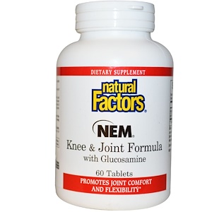 Купить Natural Factors, Состав для колен и суставов — NEM с глюкозамином, 60 таблеток  на IHerb