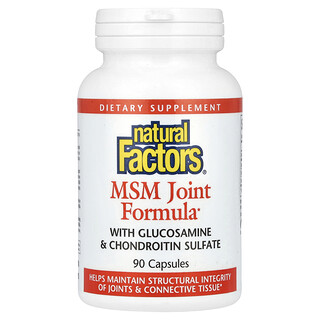 Natural Factors, MSM-nivelvalmiste glukosamiinilla ja kondroitiinisulfaatilla, 90 kapselia