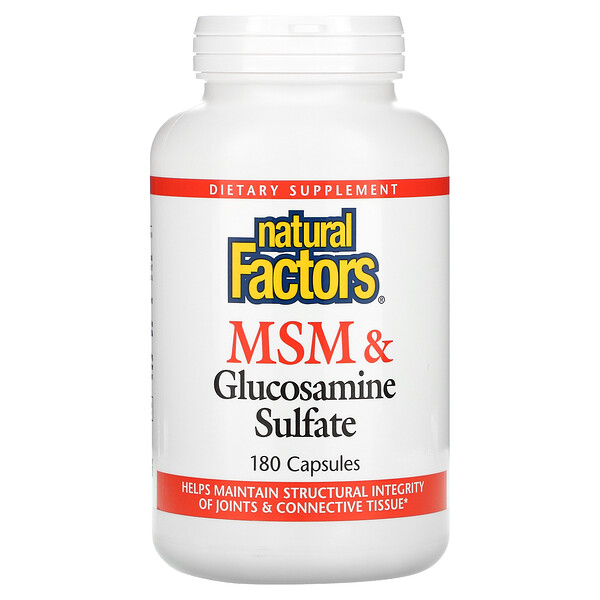 Natural Factors, МСМ и глюкозамин сульфат, 180 капсул