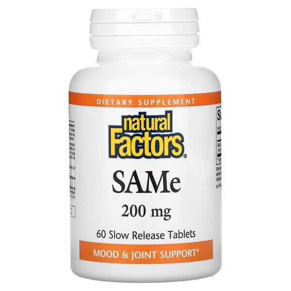 Natural Factors, SAMe, 200 mg, 60 Slow Release Tablets