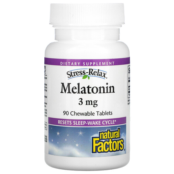 Natural Factors, Stress-Relax, Melatonin, 3 mg, 90 Kaubare Tabletten