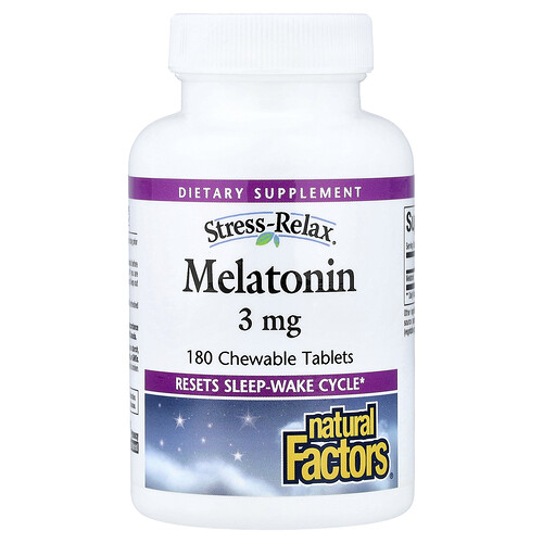 Natural Factors, Stress-Relax®, Melatonin, 3 mg , 180 Chewable Tablets