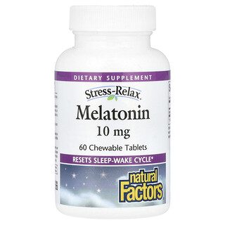 Natural Factors, Stress-Relax, Melatonina, 10 mg, 60 comprimidos masticables