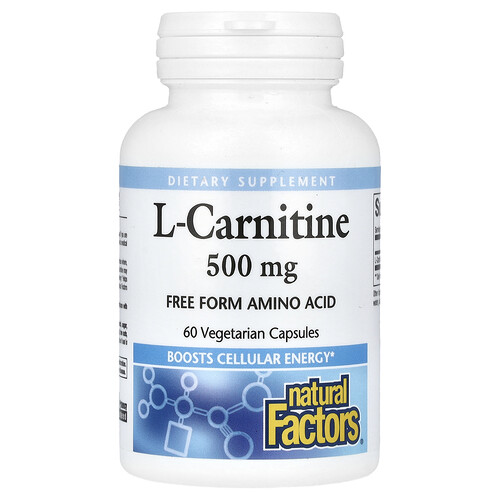 Natural Factors, L-Carnitin, 500 mg, 60 vegetarische Kapseln