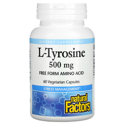 Natural Factors L-Tyrosine, 500 mg, 60 Vegetarian Capsules