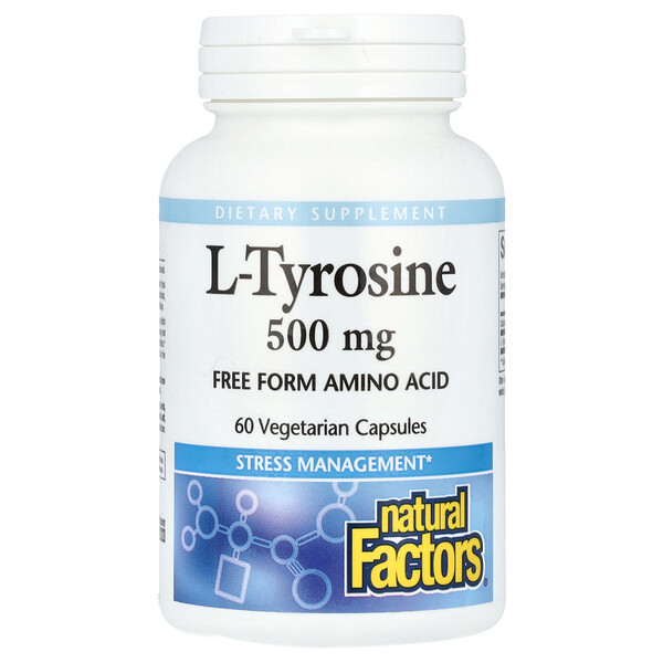 Natural Factors L-Tyrosine, 500 mg, 60 Vegetarian Capsules