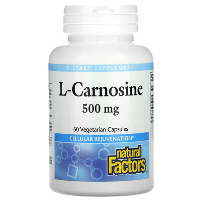 Natural Factors L-Carnosine, 500 mg, 60 Vegetarian Capsules