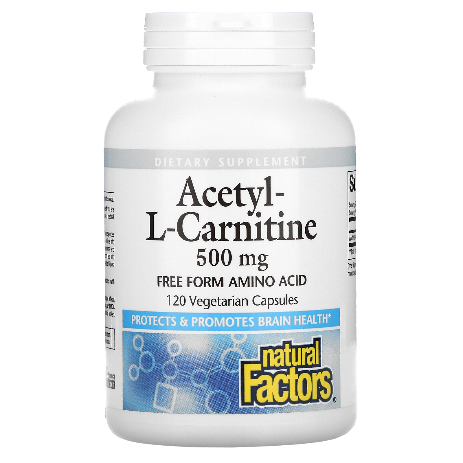 Natural Factors, AcetylLCarnitine, 500 mg, 120 Vegetarian Capsules