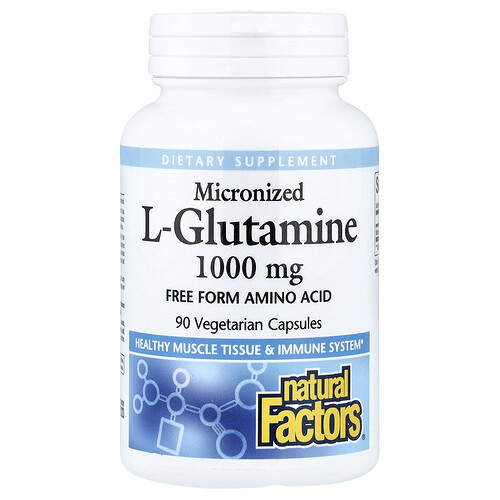 Natural Factors, Mikronisiertes L-Glutamin, 1.000 mg, 90 vegetarische Kapseln