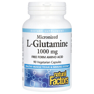 Natural Factors, L-glutamina micronizada, 1000 mg, 90 cápsulas vegetales